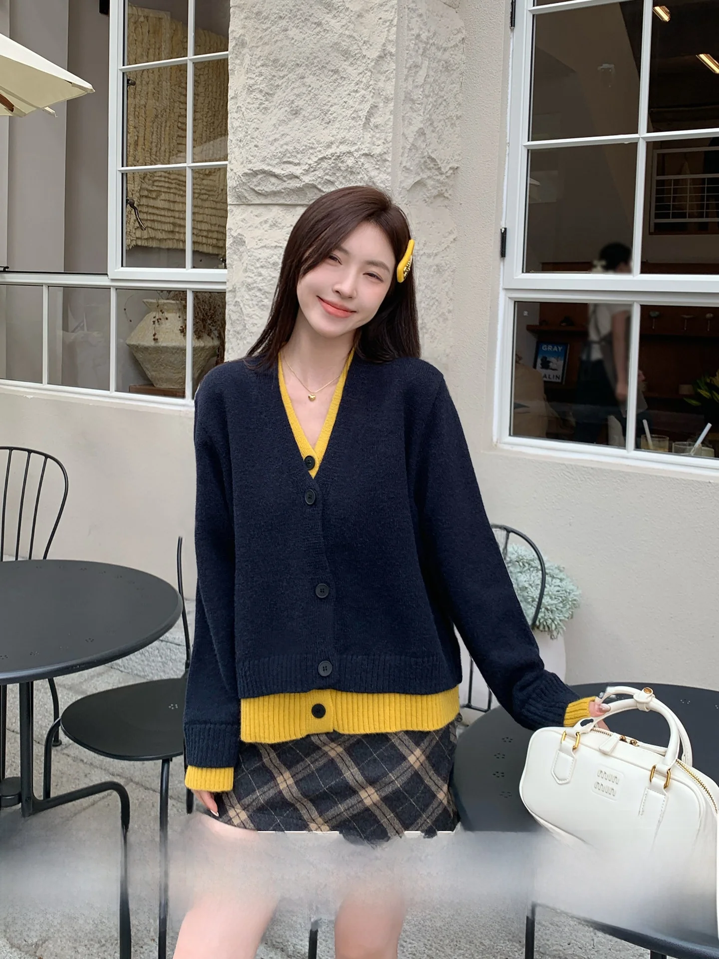 

Morning Bloom Color Blo Knitted Open Cardigan Women's Loose Winter Sweater Top Korean Sle Long Sve V Ne Warmth