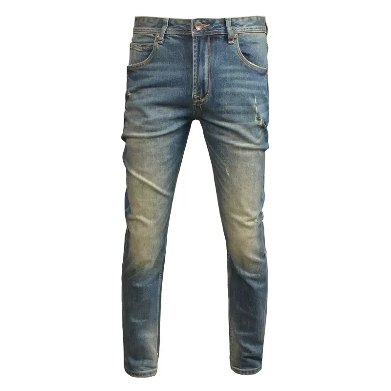 Mode Vintage Männer Jeans Hohe Qualität Retro Blau Elastische Slim Fit Zerrissene Jeans Männer Italienischen Stil Designer Denim Hosen Hombre