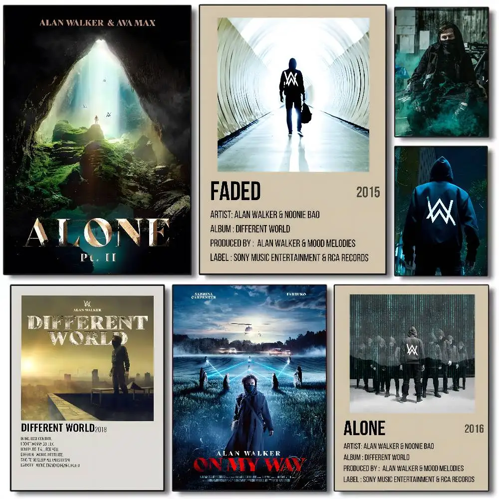 Популярный постер Singer Edm Rave Dj A-Alan Walker HD художественный постер для дома, гостиной, бара, офиса, украшения, липкий, водонепроницаемый