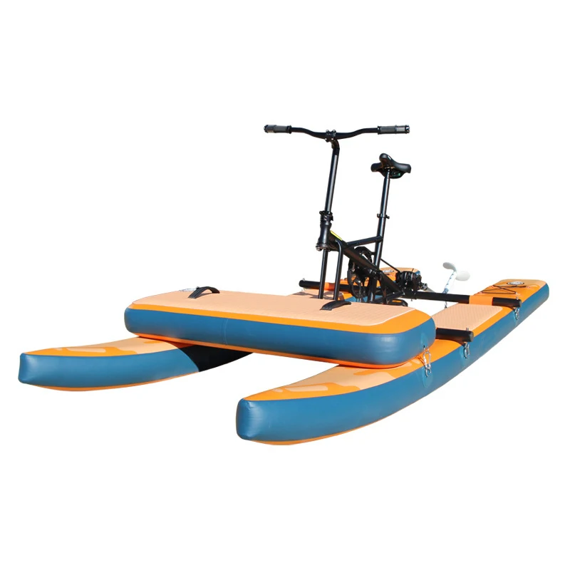 Barco inflável de pedal para bicicleta aquática de hidrofólio, barco pontão para duas pessoas com pedal de acionamento