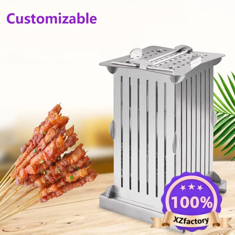 Factory Direct 2026 Top Stainless Steel 49 Holes Meat Skewer Kebab Maker Manual Small Lamb Skewers Machine Barbecue Stringer