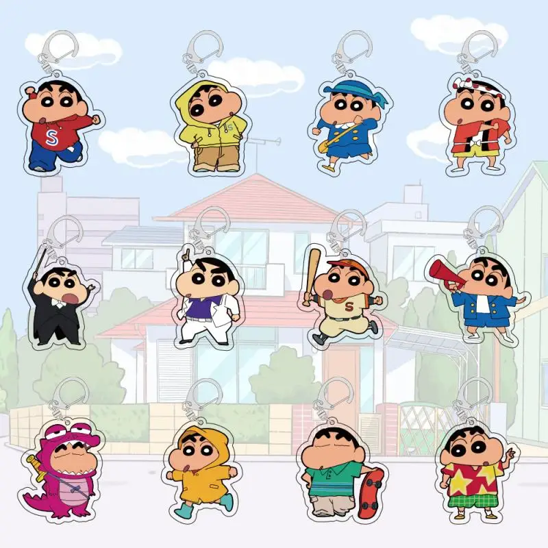 

Kawaii Crayon Shin-Chan Keychain Surrounding Nohara Shinnosuke Acrylic Double-Sided Transparent Anime Keychain Backpack Pendant