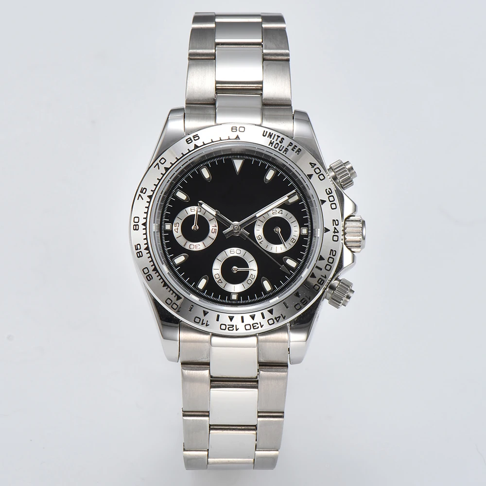 Customizable and personalized logo, top panda three eyed quartz watch VK63, ceramic bezel inlaid with stainless steel strap