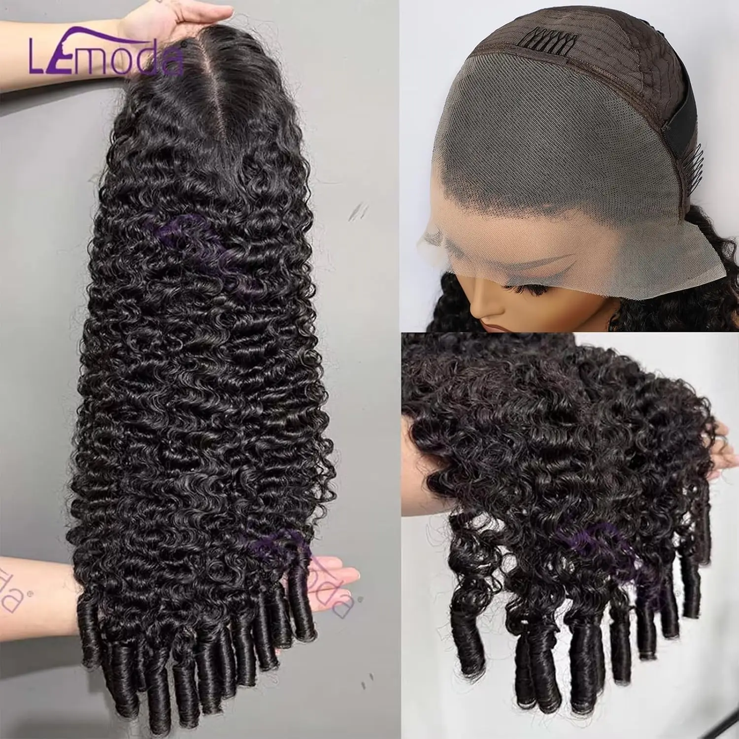 Lemoda 13x4 البورمية شعر مستعار مجعد الشعر البشري 200 الكثافة HD شعر مستعار دانتيل شفاف قبل قطعها 15A شعر بشري لعذراء الباروكات للنساء #2