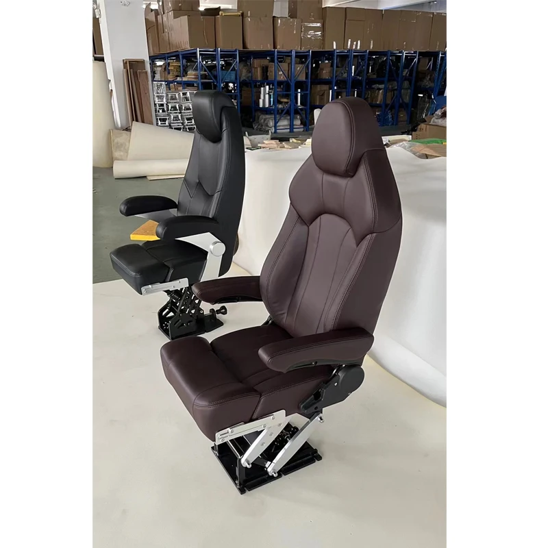 Deluxe Boat Seat Customized Suspension Function Adjustable Backrest Marine Pilot Leather Captains Chair