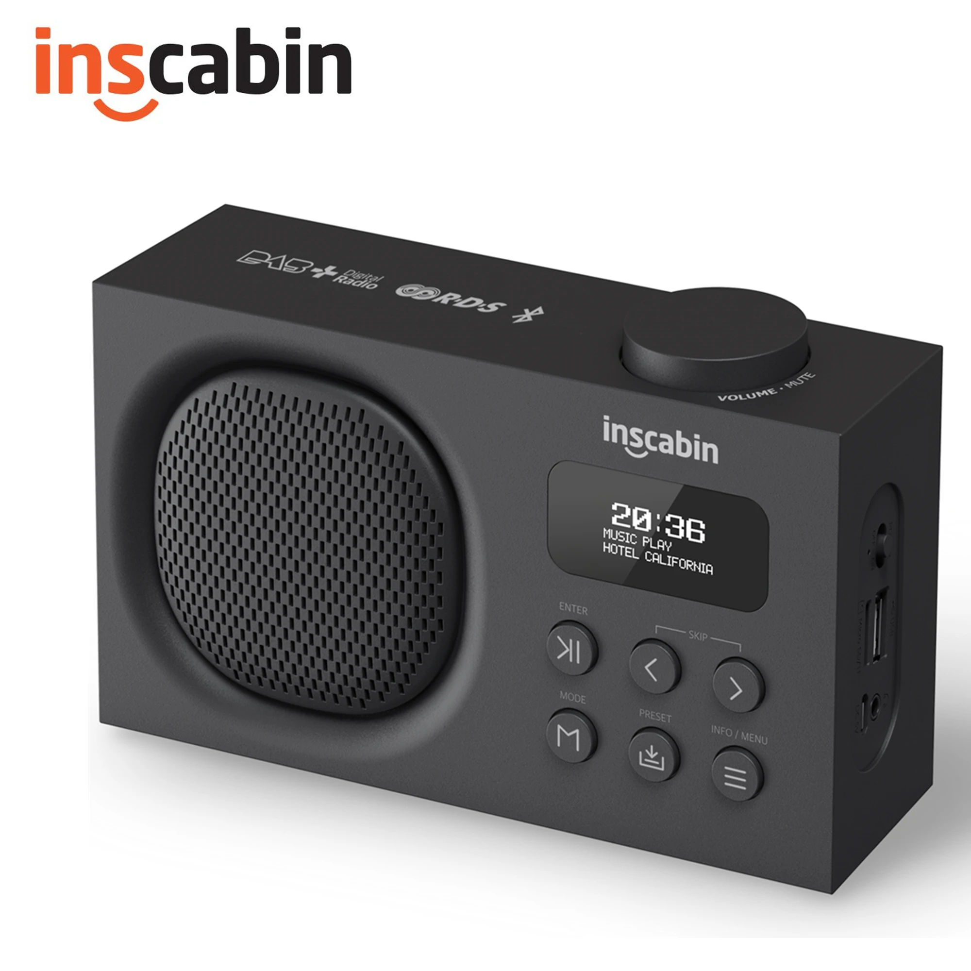 Inscabin P2 Portable DAB/DAB+ FM Digital Radio/Wireless Speaker with Bluetooth/Dual Alarm Clock/TF/USB