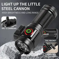 Powerful Mini EDC LED Flashlight 2000LM Super Bright Keychain Light USB Rechargeable Torch Camping Lantern with Power Indicator