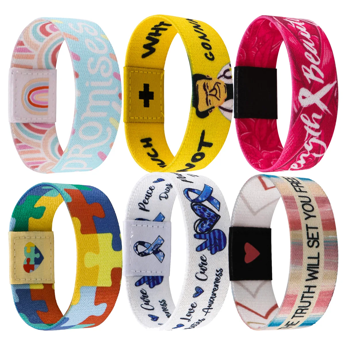 

Rainbow Quotes Stretch Wristband Bracelets for Men or Women jigsaw Flexible Bangles Fashion Wrist Accessories Gifts for Friends