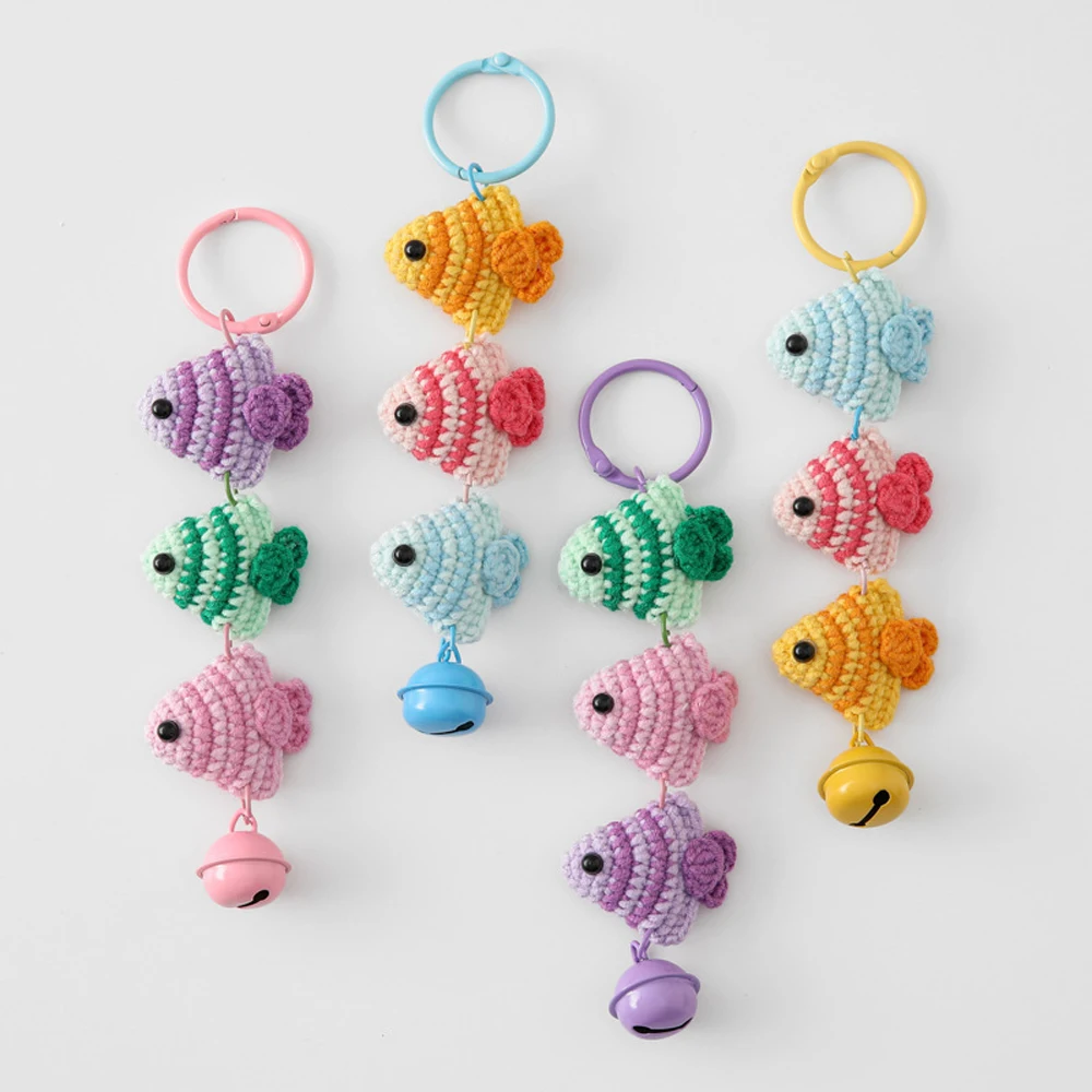 Bunte gehäkelte Fisch-Anhänger, niedliches gestricktes Tier, Auto, Spiegel, Hängedekoration, schöne handgewebte Anhänger, Tasche, Dekor, Geschenk – Detail 2