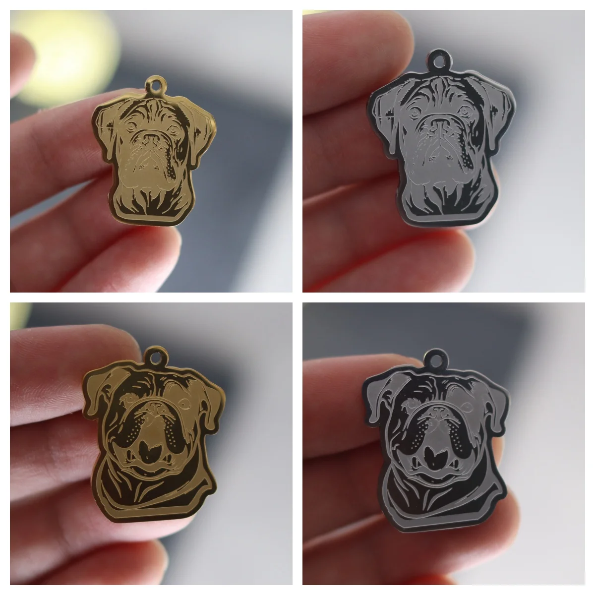 

2PCSCute Charms for Pendant English Bulldog Charm Animal Figurine Necklace for Home DecorationJewelry Making Stainless