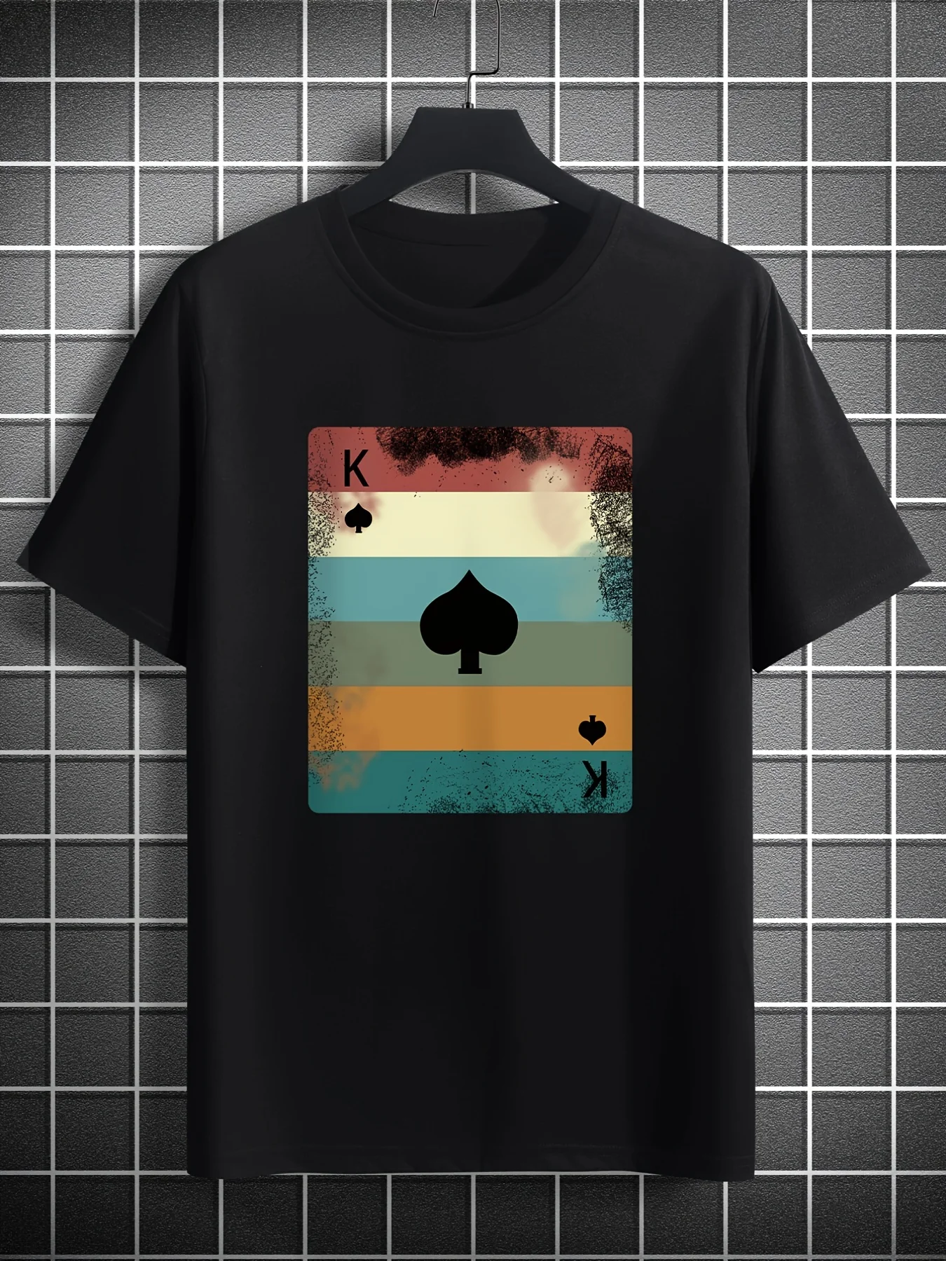

Stylish Men's Crew Neck Short Sleeve T-shirt - Art Print Design, Breathable Fabric, Comfortable Fit
