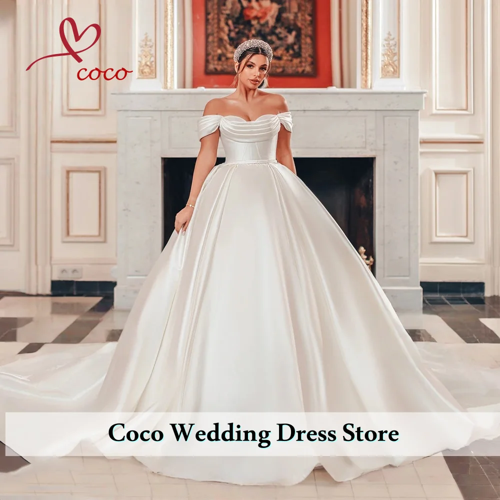 Customized Sweetheart Sleeveless Wedding Dresse Off the Shoulder Ball Gown Princess Bride Plus Size Vestido de Noiva