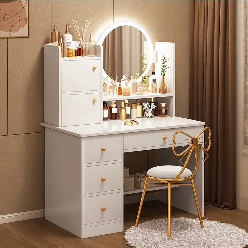 Modern Sintered Stone Dresser with Vanity Mirror Bedroom Storage Cabinet Minimalist Makeup Table for Home Decor