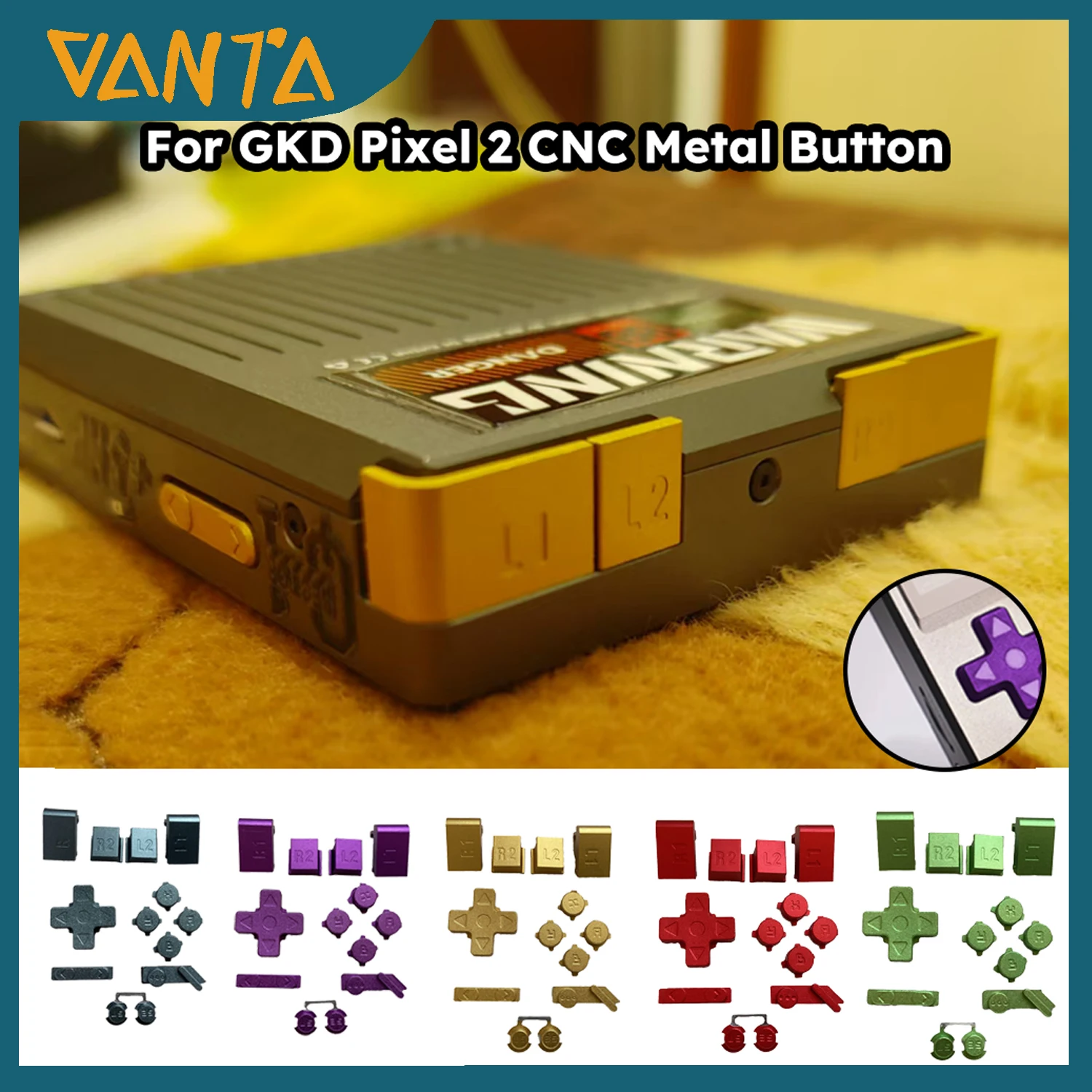 

For GKD Pixel 2 Handheld Game Console CNC Metal Button Upgrade Kit Durable Precision Machined Replacement Set