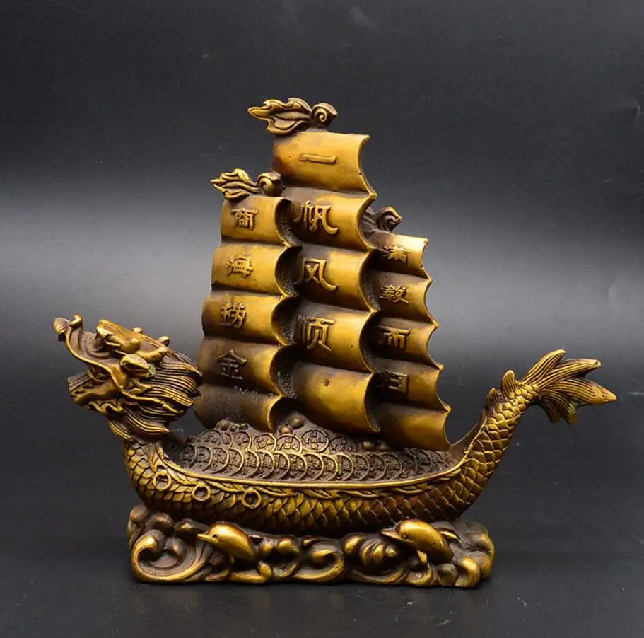 

Copper Statue Antique copper Dragon Boat ornaments Home Accessories Brass plain sailing creative office tabletop handicraft furn