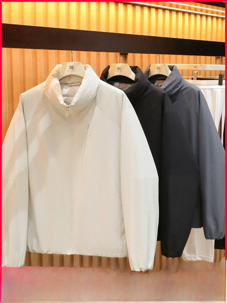 

90 Du down Men's Outdoor Casual Tee-Proof Stand Collar down Jaet Lightweight Comfortable Nylon Fabric Zipper ...