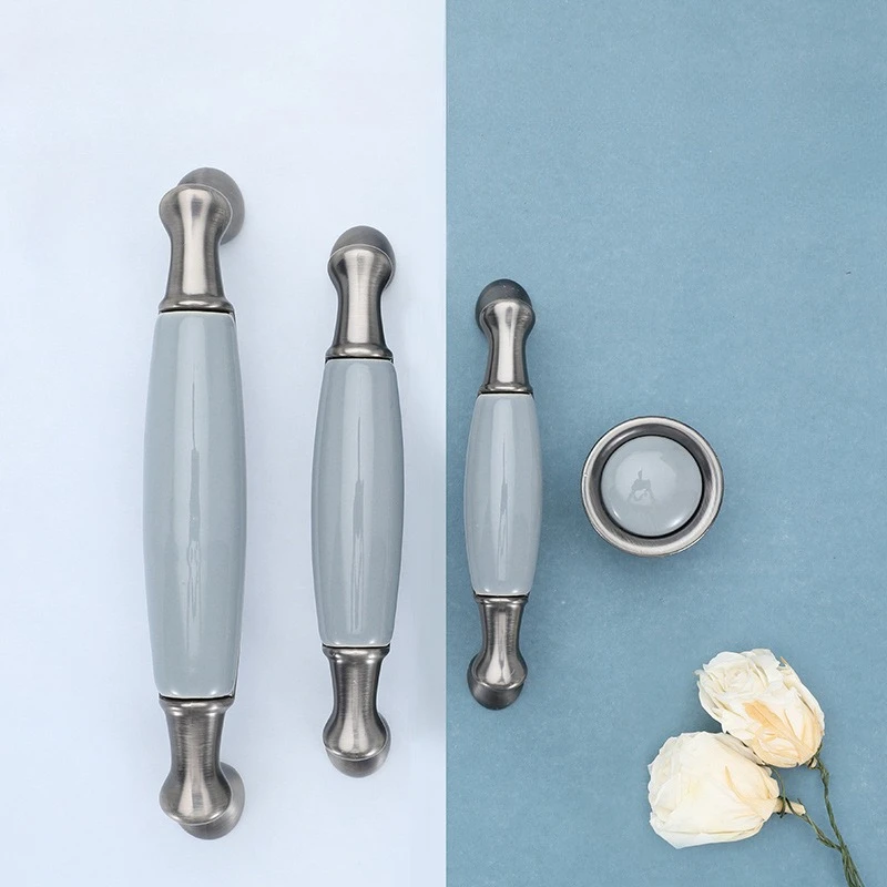 

Blue Ceramic Antique Kitchen Drawer Handles Vintage Handles Knobs and Pulls for Cabinets Metal Furniture Hardware