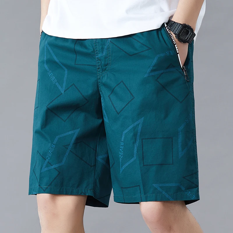 Large Size Men\'s Summer Shorts Cotton Knee Pants Golf Plaid Fashion Zipper Pocket Y2K Swim Beach Relaxed Fit Jogger Shorts