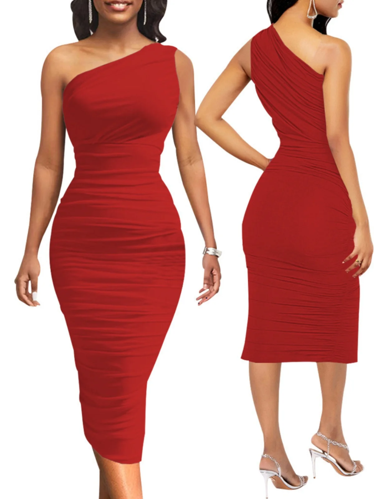 Ele واحد الكتف مثير الدكتور الحلو Sle التفاف حول تنورة محطة مستقلة الملابس النسائية بوليود نظرة الربيع سو... #4