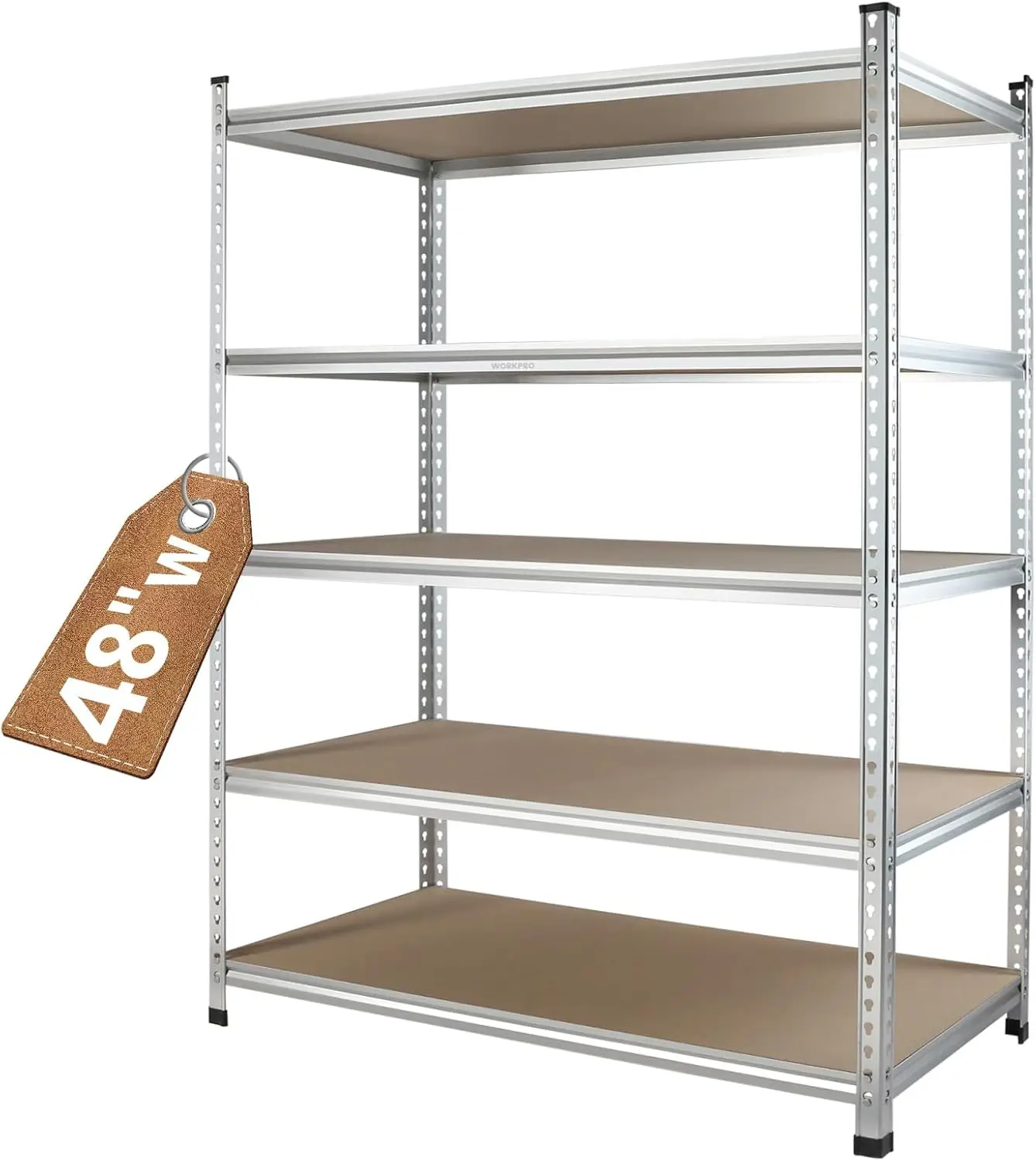 WORKPRO 5-Tier Storage Shelving Unit 48”W 24”D 72”H Adjustable Rack Heavy Duty Aluminum Alloy Shelf 2750 Lbs Load Capacity 2Pack