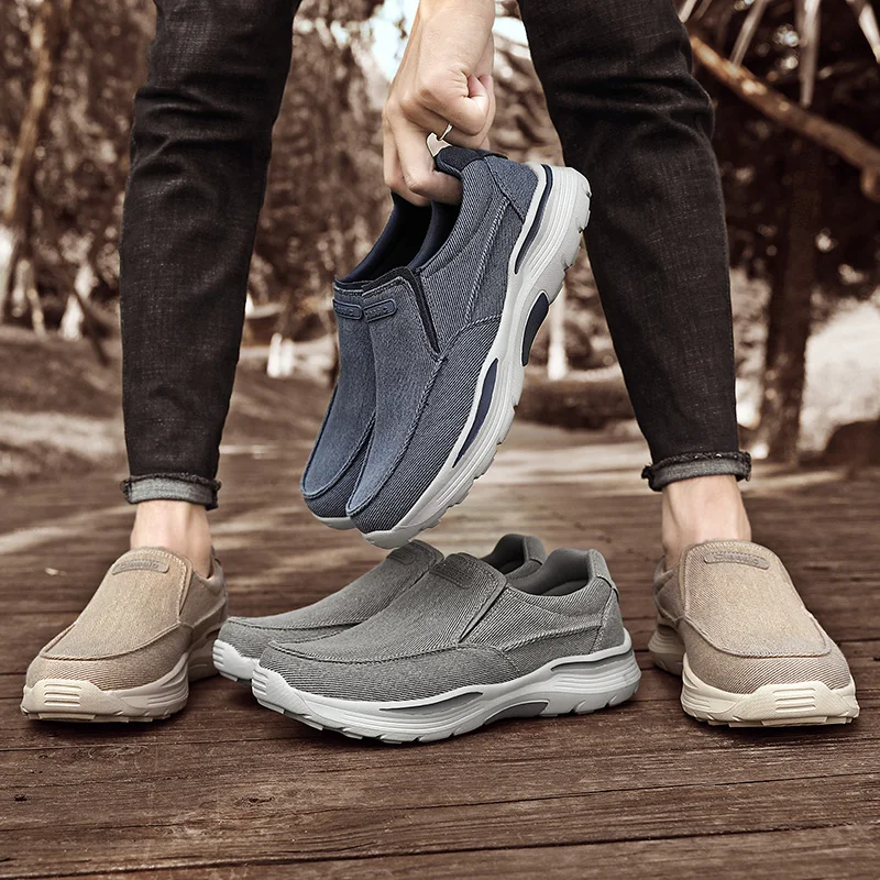 Men's Outdoor Camping Ultra Light Thick Soled Casual Canvas Shoes, Running, Jogging, Hiking, Anti Slip Hiking Shoes, New Style