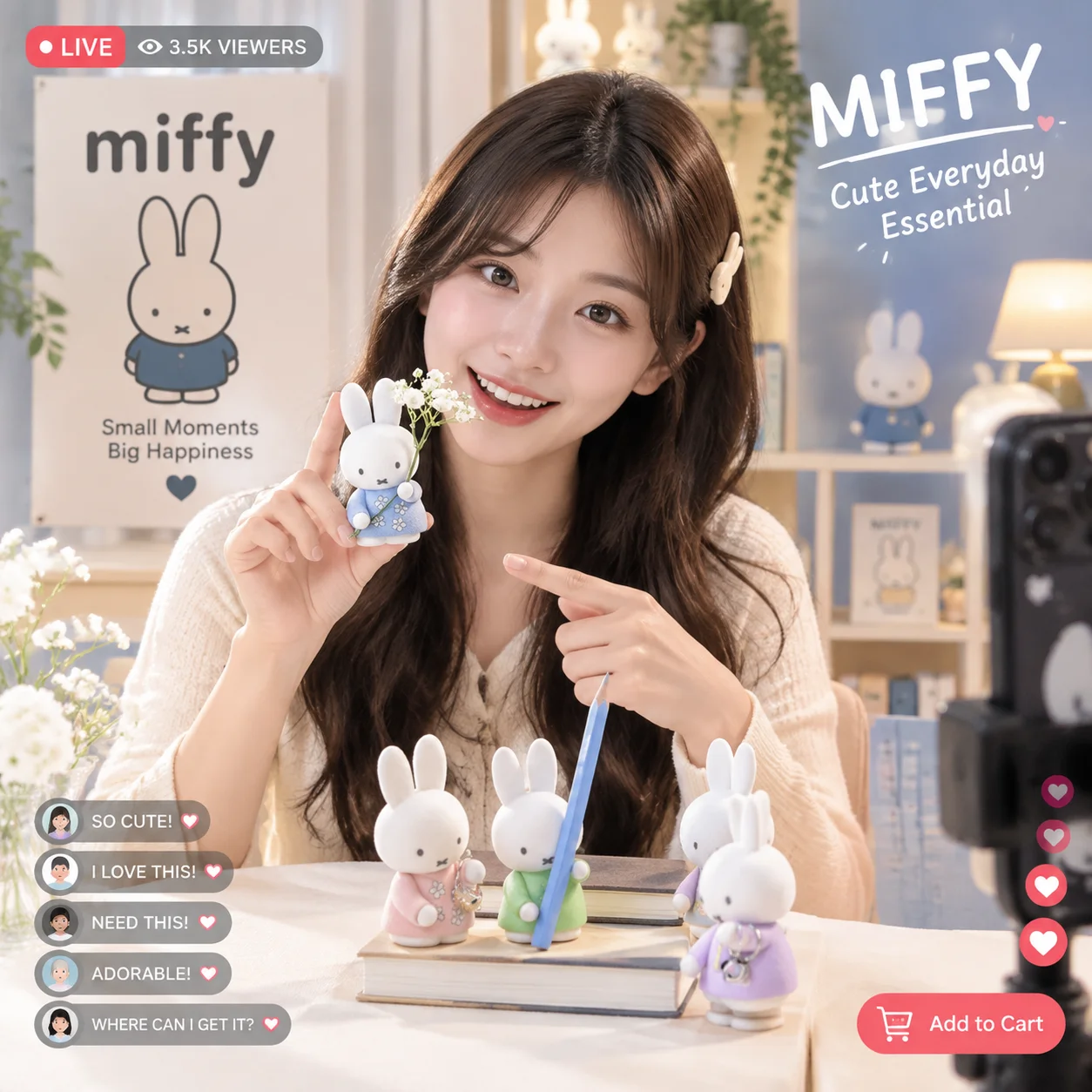Official Miffy Rabbit Storage Rack Series Home Desktop Decor Ornament Figurine Blind Box Collectible Gift for Kids Room Decor