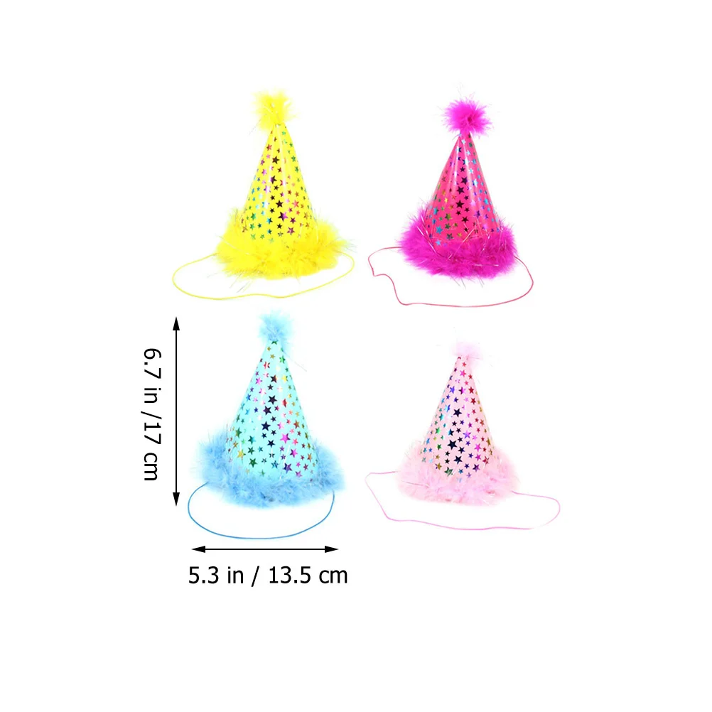 

4pcs Stars Cone Party Hats Birthday Cloth Hats Party Supplies Photo Props Decorations For Adults Kids Celebration