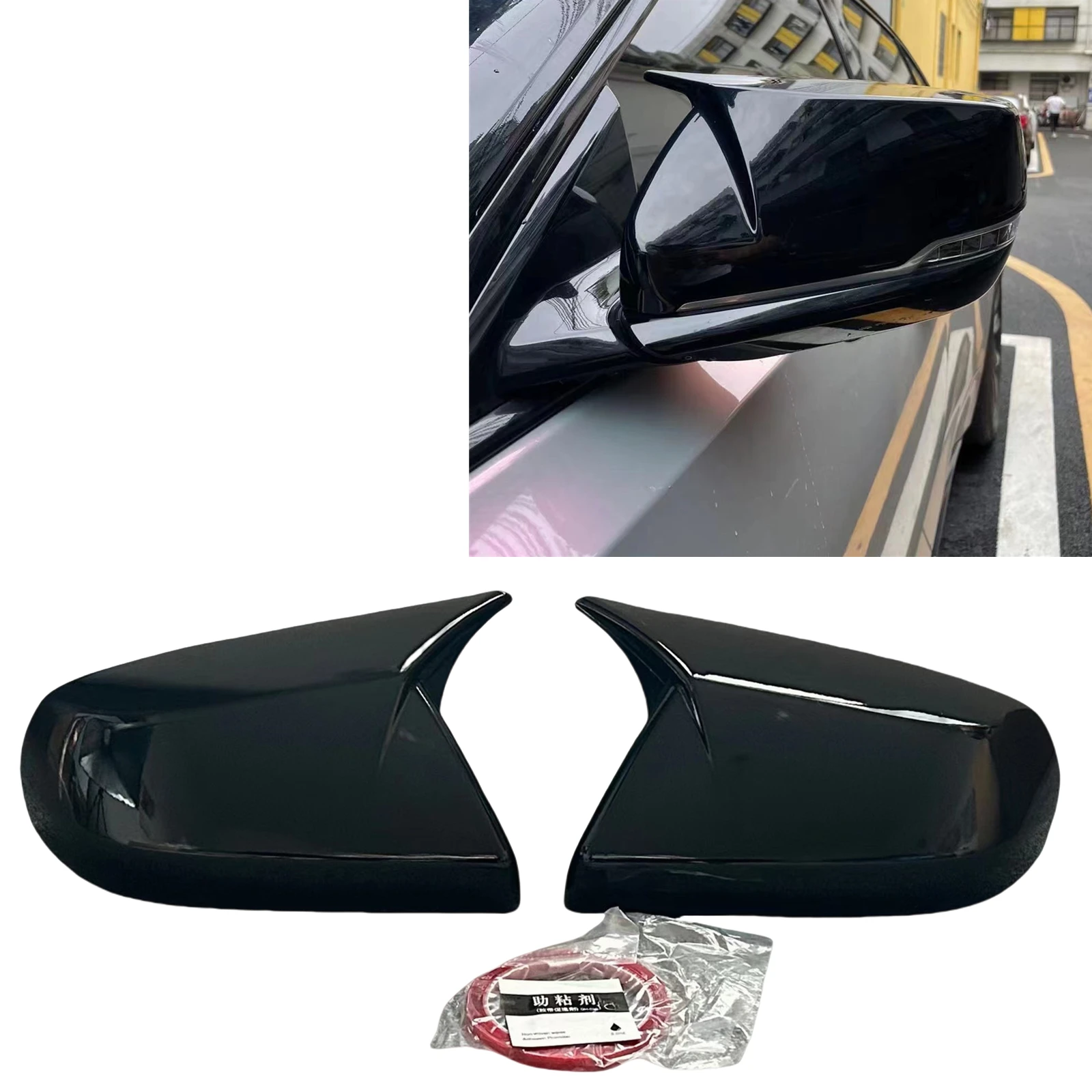 For Cadillac CT4 ATS 2013-2024 Sedan 4 Door Rear View Mirror Cover Gloss Black Exterior Side Rearview Shell Cap Add On