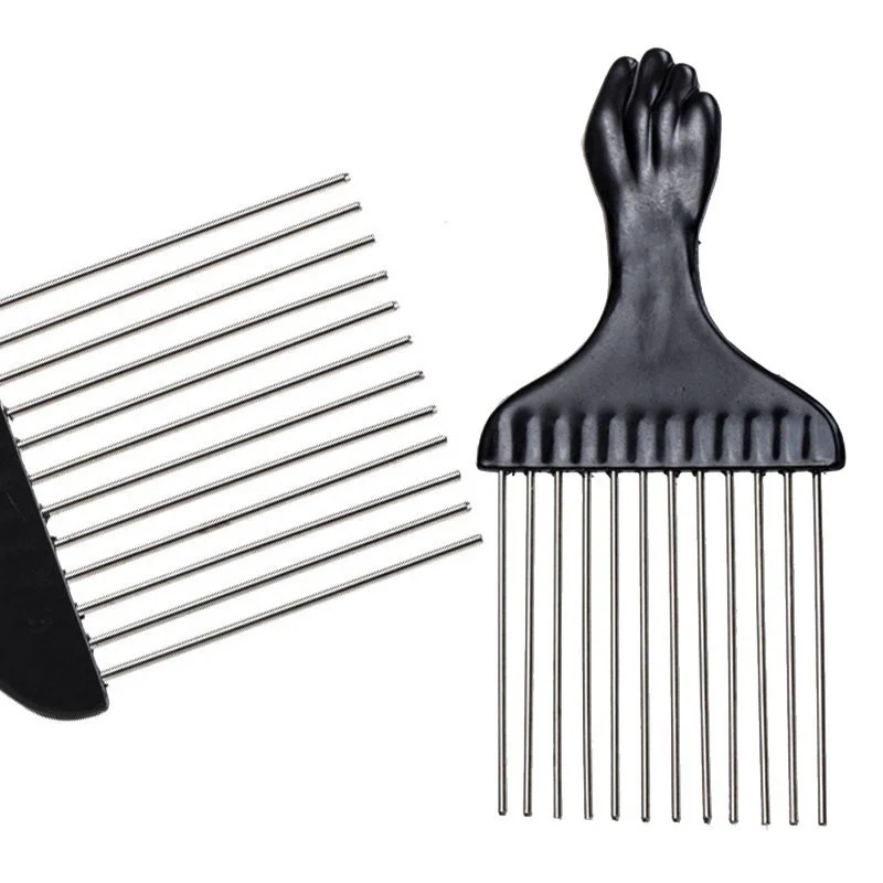 Black Fist Metal African Hair Pik Afro Comb Brush Hairdressing Hairstyle Styling Tool Hair Care Comb расческа для волос