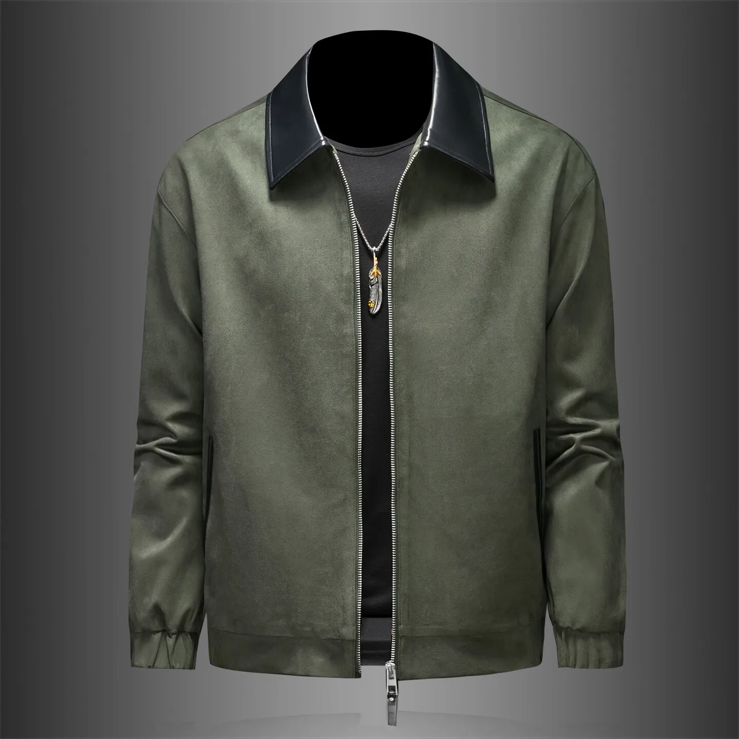 

2026 Spring Autumn Men's Busin Casual ort Korean Sle Deer Suede Jaet Outerwear Polyester Fiber Breathable Youth