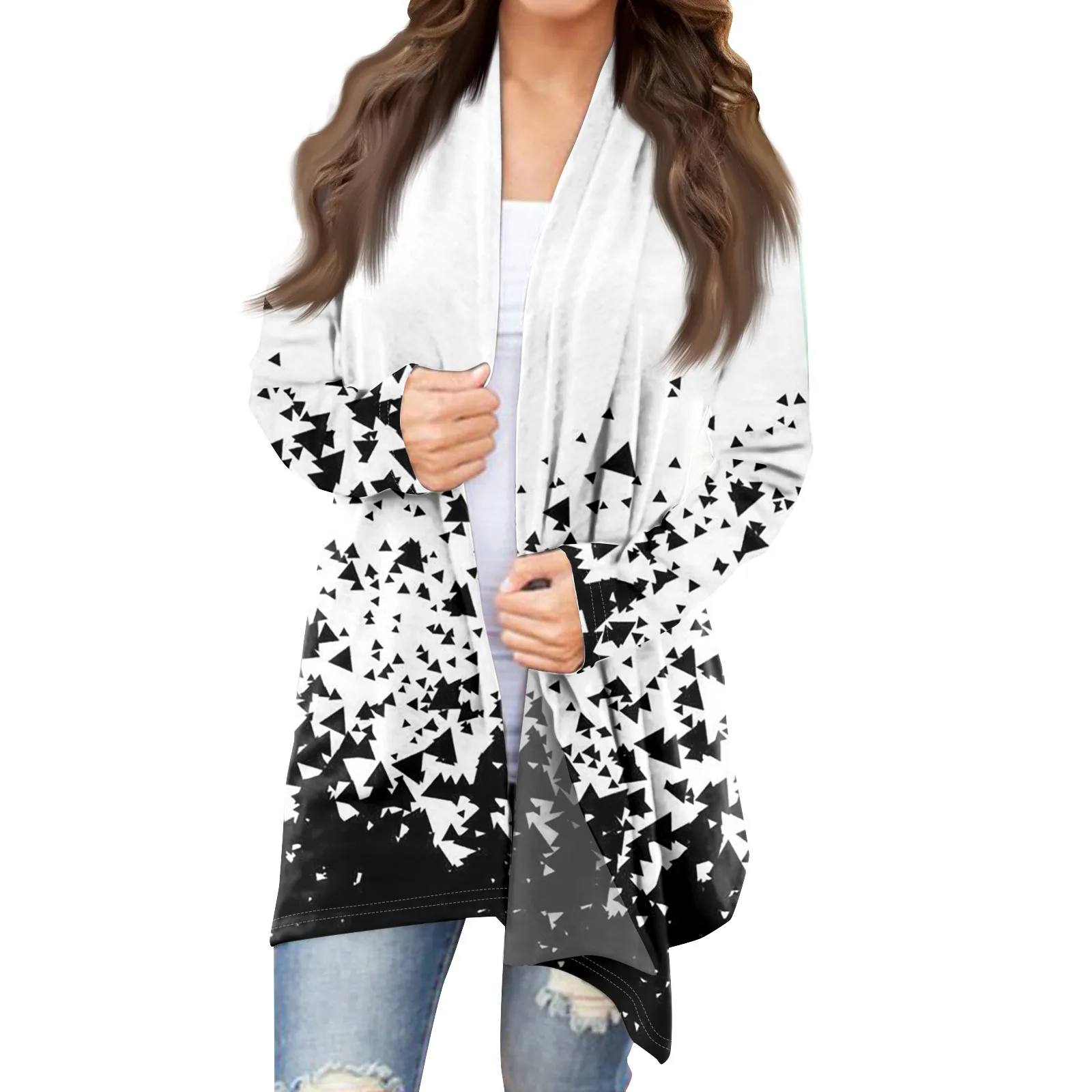 

Tops For Women Women'S Fashion Casual Printed Mid-Length Cardigan Jacket Roupas Feminina Roupa Feminina Traf 2024 Mujer топ Y2k