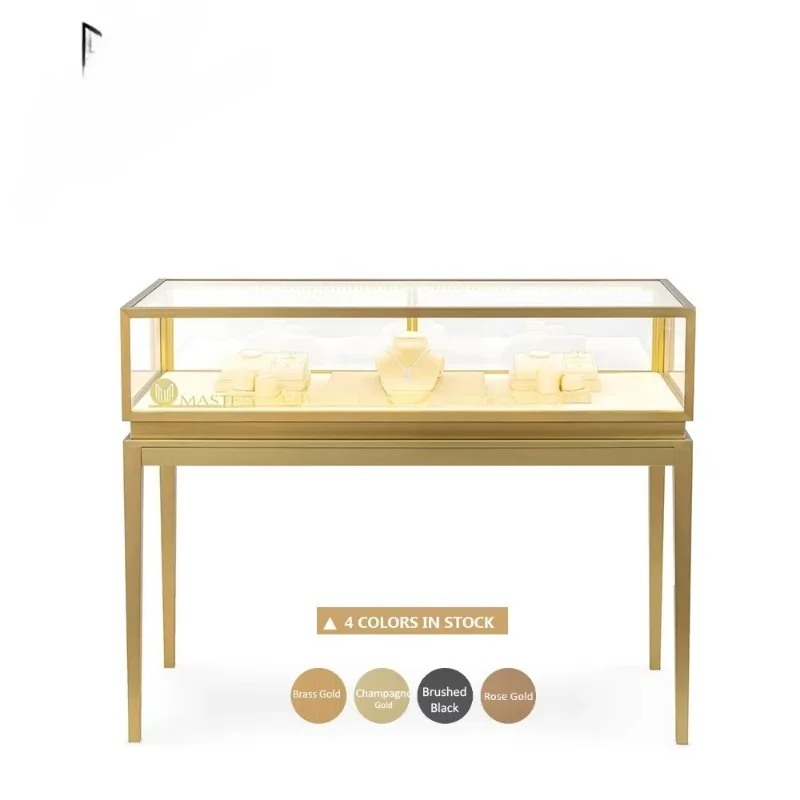 

Luxury Gold Jewelry Display Cabinet Custom Design Lockable Glass Jewelry Cabinet