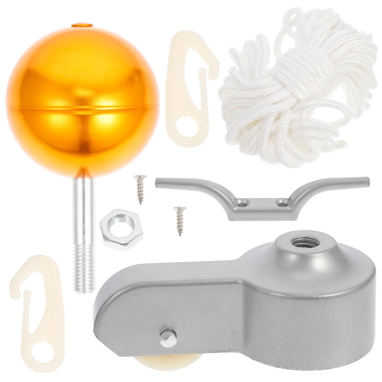 1Set Gold Plated Flagpole Parts Repair Kit Reliable Flagpole Fitting Kit for Garden Flags National Flags Advertising Banners