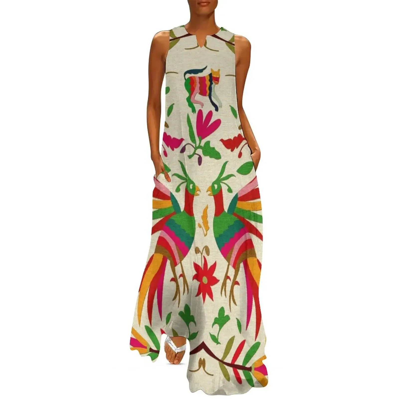 

Tenango / Embroidered Fabric, Mexican Craft Long Dress womens clothing dress bandage dress