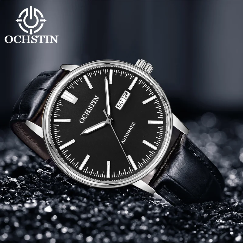

OCHSTIN Master Series Automatic Mechanical Movement Watches Male Genuine Leather Strap Dual Calendar Waterproof Sports Clock