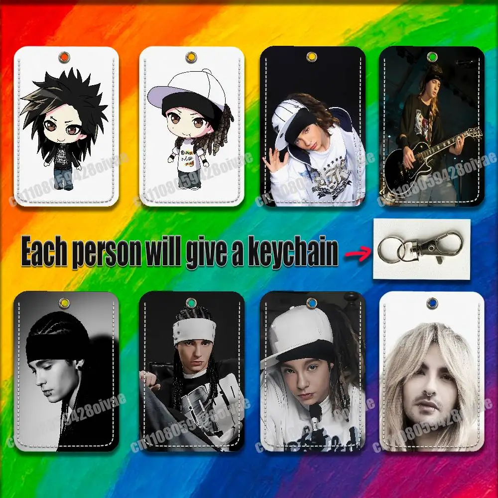 

T-Tokio Hotel Tom Bill K-Kaulitz For ID Clips Credit Bank Campus Card Holder Cover Decoration PU Leather Keychain
