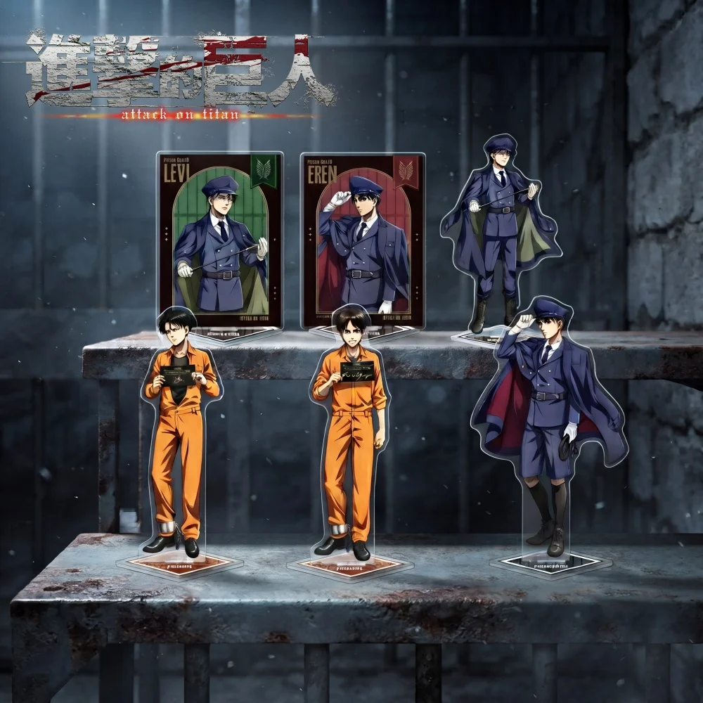Attack On Titan Acrylic Stand Keychain 2026 New Eren Levi Armin Erwin Hange Prison Uniform Desktop Decor Custom Figure