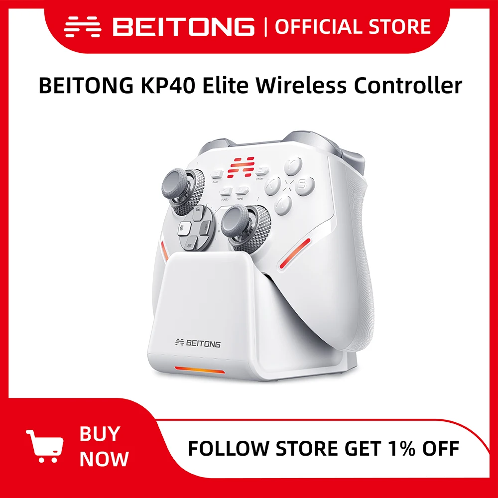 

BEITONG KP40 Elite Wireless Pro Controller, Ajustable TMR Joysticks TMR Triggers Bluetooth Gamepad for PC Nintendo Switch Mobile