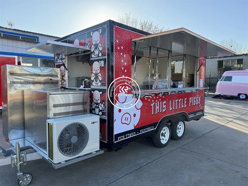 Concession Food Truck Trailer, voll ausgestatteter Catering-Anhänger, Eiscreme-Wagen, Straßensnack, Kaffee-Kiosk, Food Truck, mobile Küche