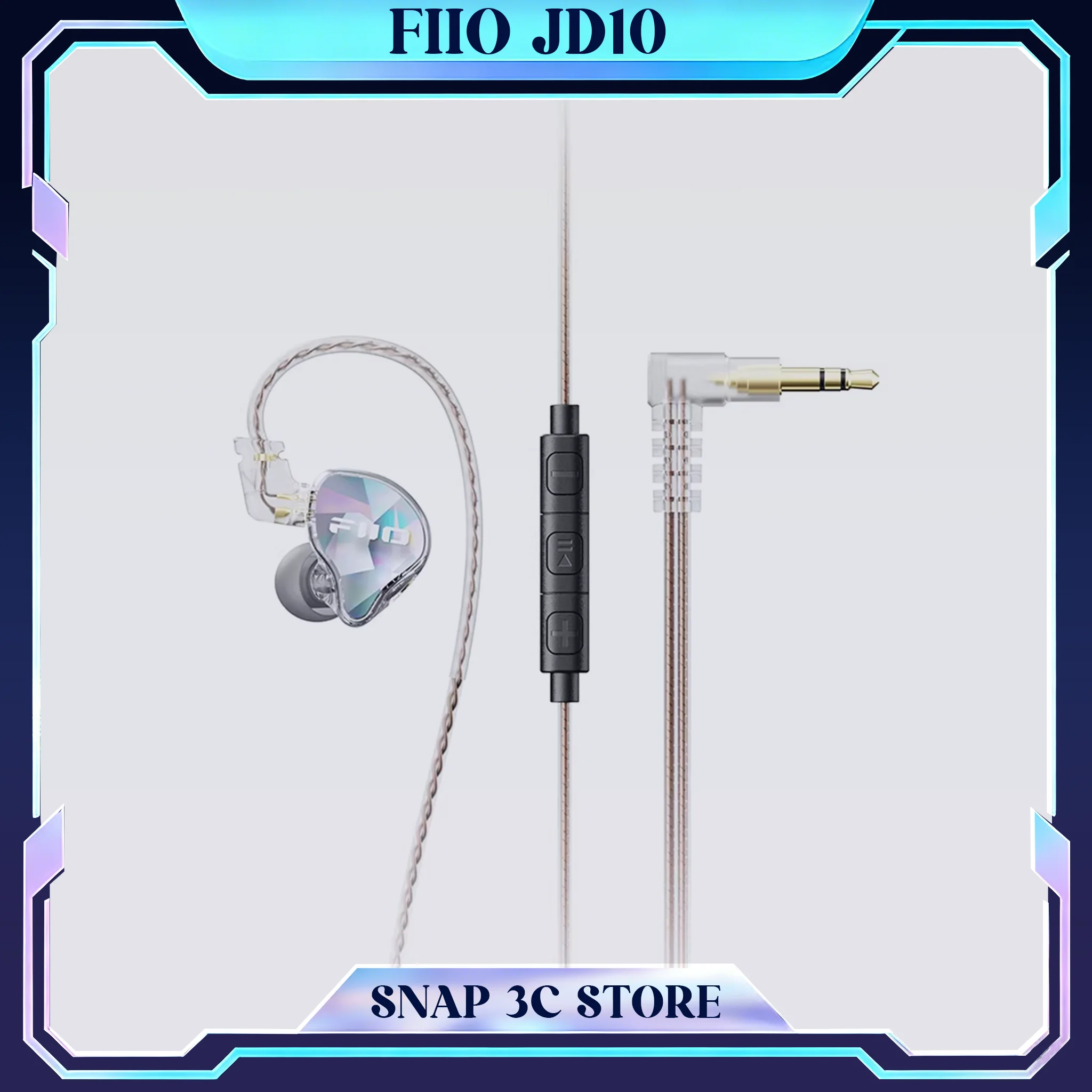 

Наушники FiiO JD10 Type-C IEM HiFi с USB-C, DSP, 10-мм динамическим драйвером, глубоким басом, микрофоном для iPhone 15, Android и ПК