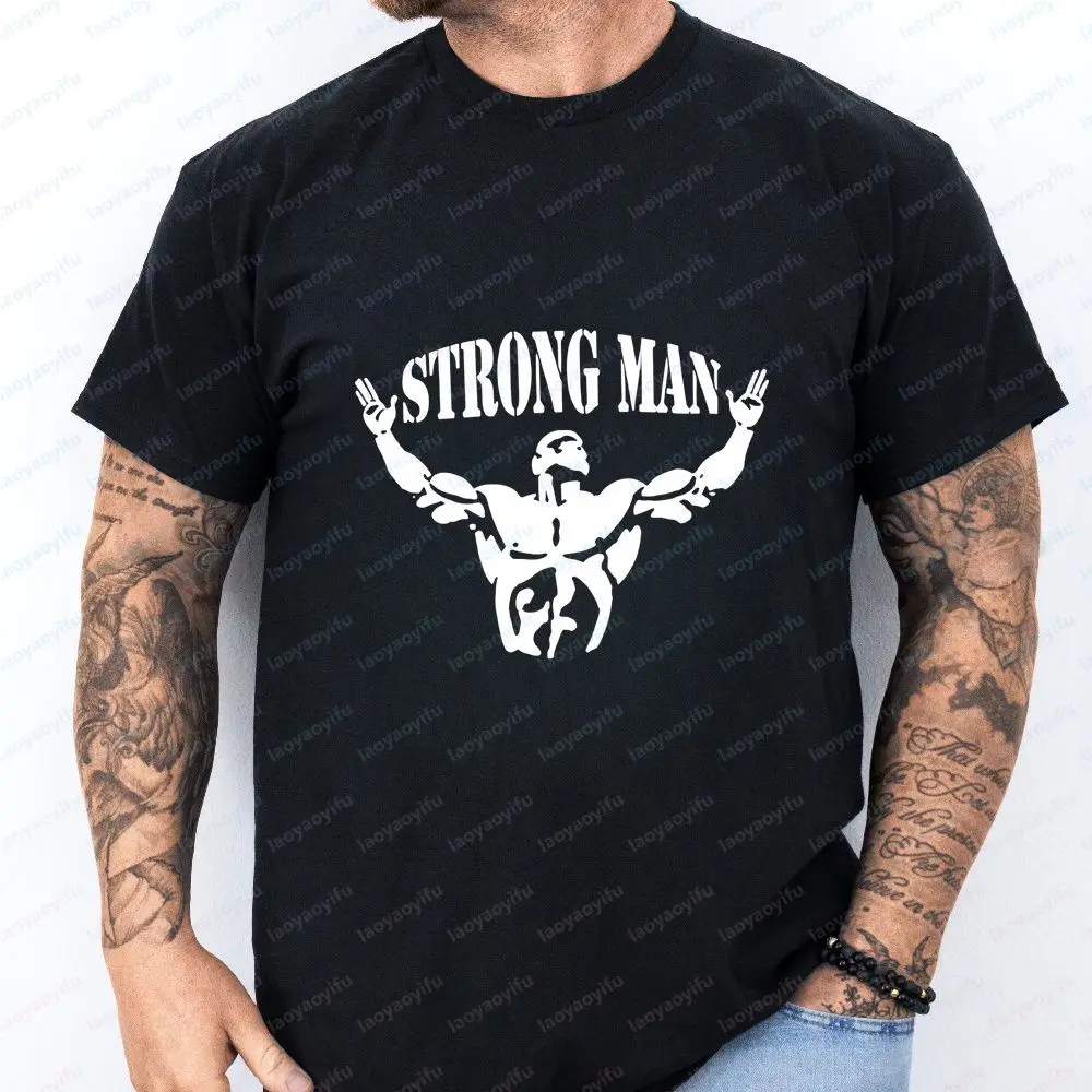 STRONG MAN Men T-shirts Fitness Bodybuilding Shirt Oversized Rag Gym Sport Muscle - Short Sleeve Men's Women's T-Shirt