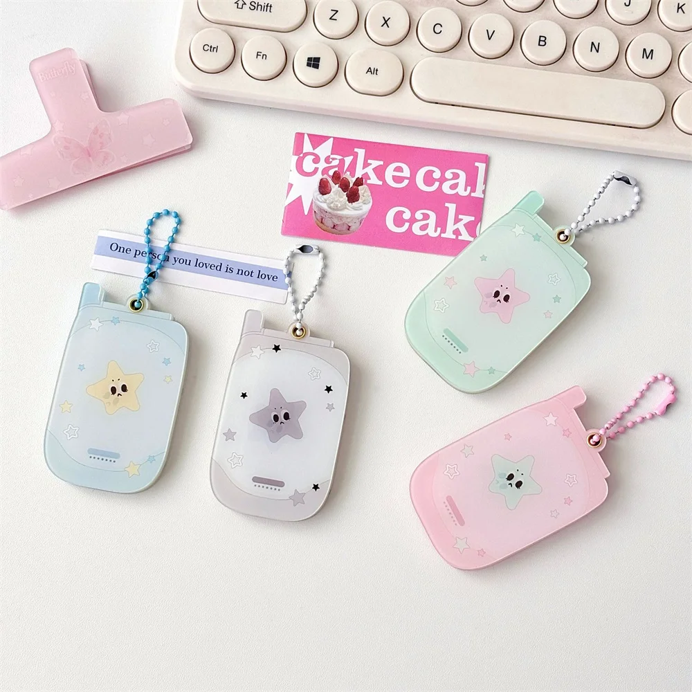 Kawaii Ins Star Acrylic Mobile Phone Shape 1 inch Photocard Holder Card Wallet Idol Photo Holder Bag Pendant School Stationery