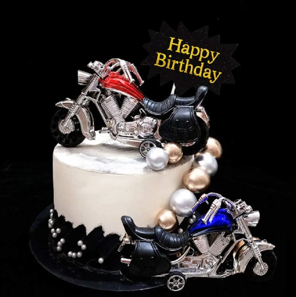 Motorrad-Modell-Kuchenaufsatz, Motorrad-Thema, Kinderparty-Dekoration, Picks „Happy Birthday“-Kuchenaufsatz für die Geburtstagsdekoration Ihres Jungen und Mannes – Detail 12