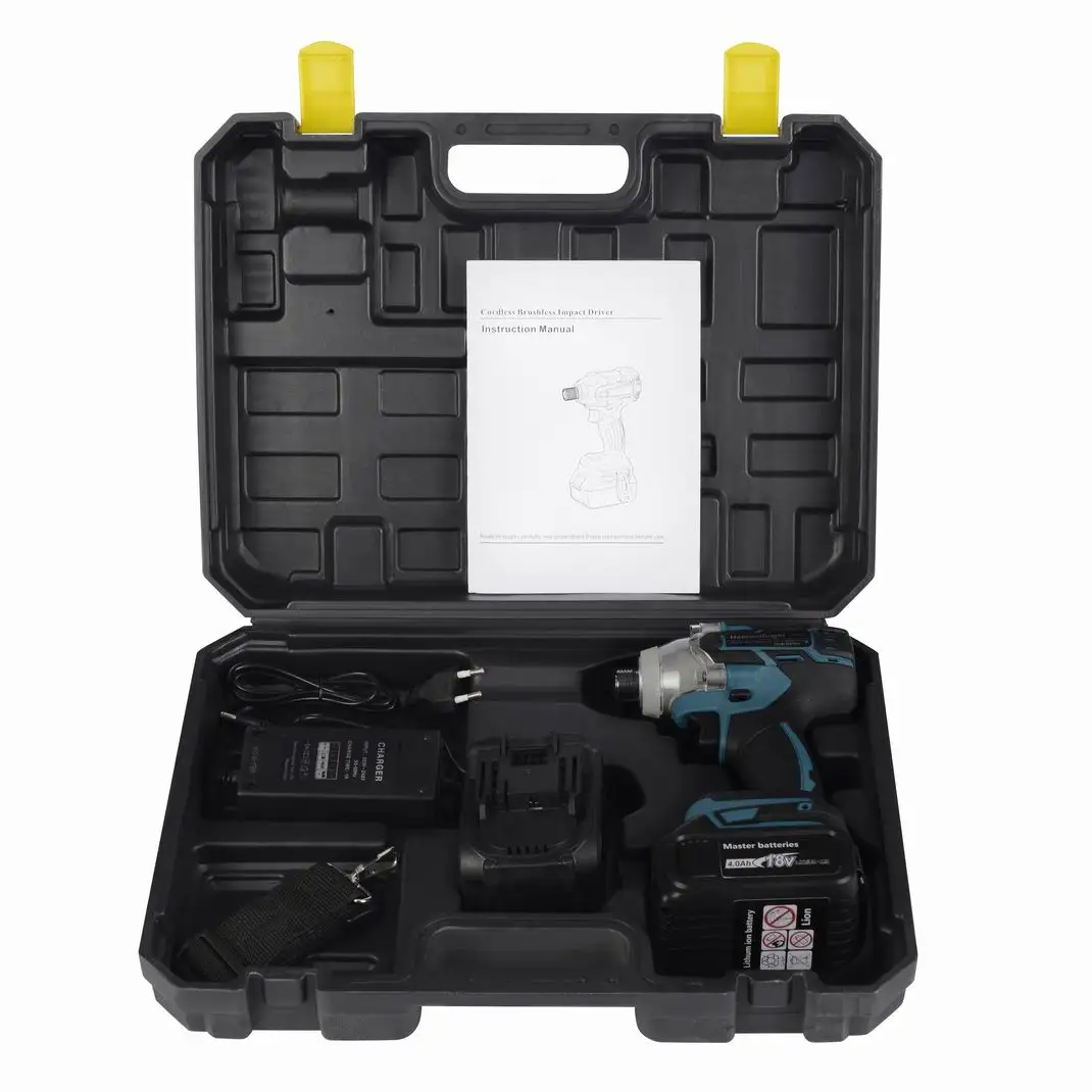 

Electric Rechargeable Cordless and Brushless Impact Driver Drill with Two 18V 4.0Ah Lithium Ion Battery