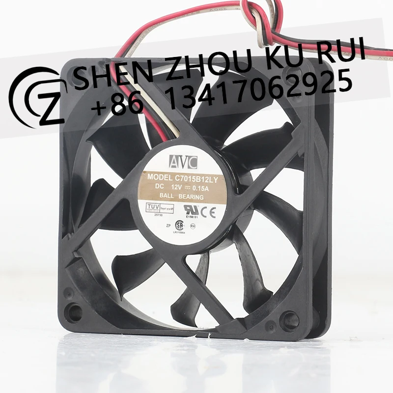 AVC 12V 0.15A 7015 70X70X15MM 7CM Ultra-quiet CPU Double ball bearing inverter 3-wire C7015B12LY cooling fan