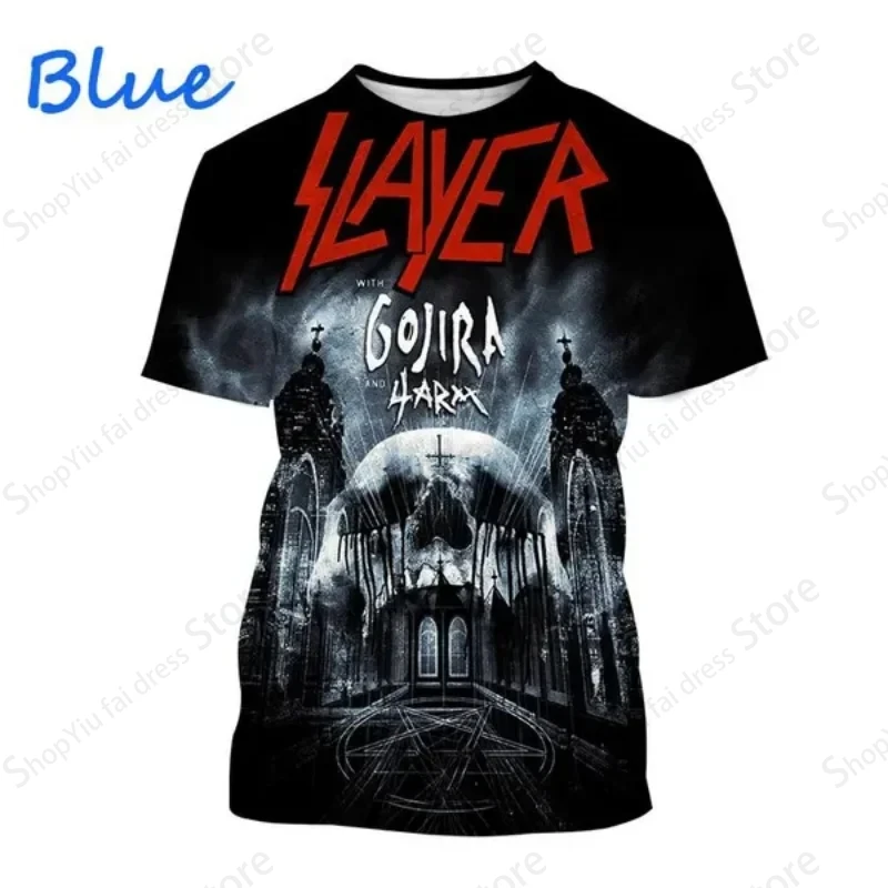 Rock Band Men\'s Graphic T-shirt Slayer 3d Print Tshirt Men Women Fashion Short Sleeve T-shirt Kids Hip Hop Tops Tees Heavy Metal