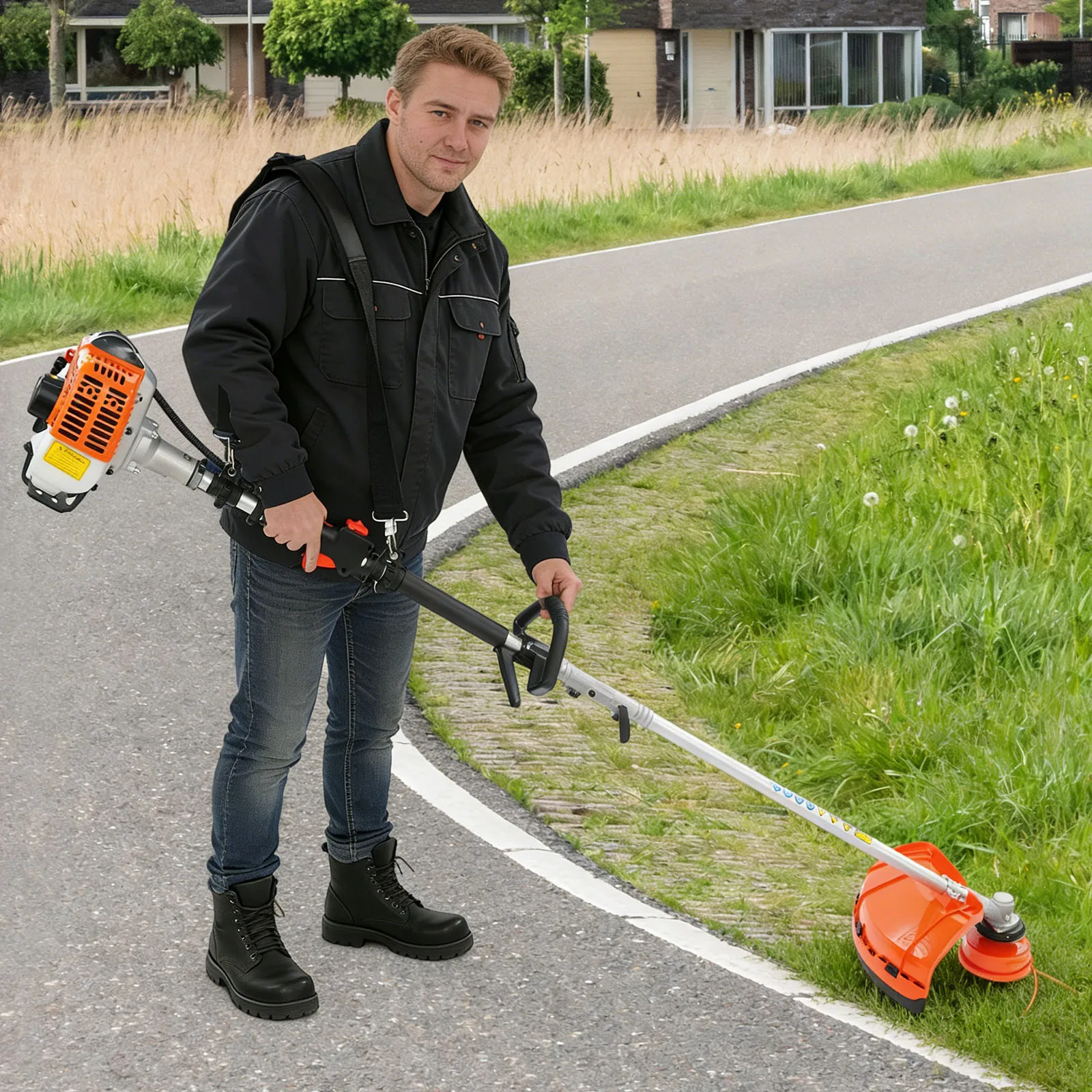 # 90 Gas-Rasentrimmer Unkraut- und Gras-Schneider Einzylinder Luftgekühlter 2-Takt-Rasenmäher für Haus und Garten – Detail 4