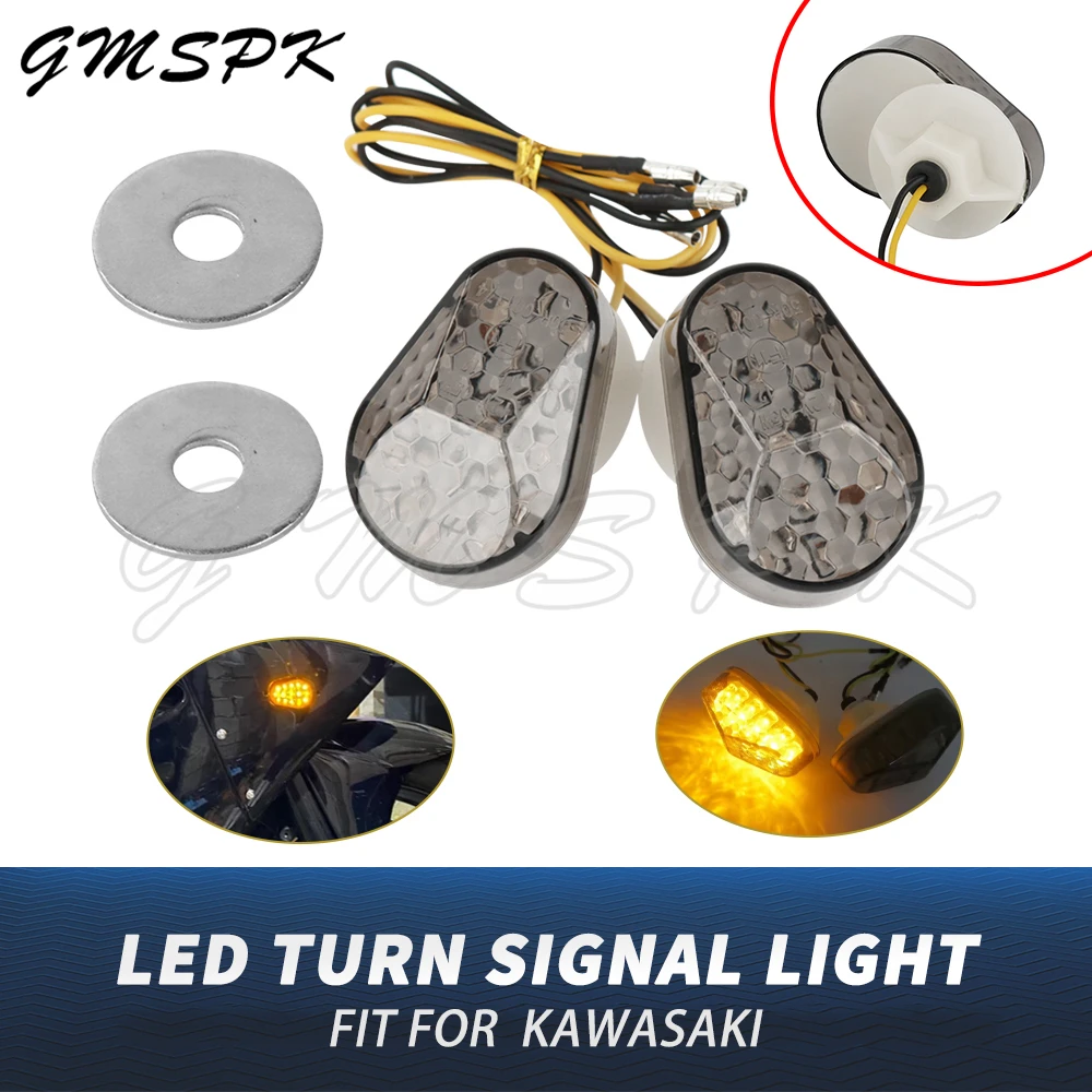 

2PCS LED Motorcycle Turn Signal Indicator Lights Flasher Lamps Fit for Kawasaki ZX-6R ZX6R ZX7R ZX9R ZX10R ZX12R ZX636 ZZR600