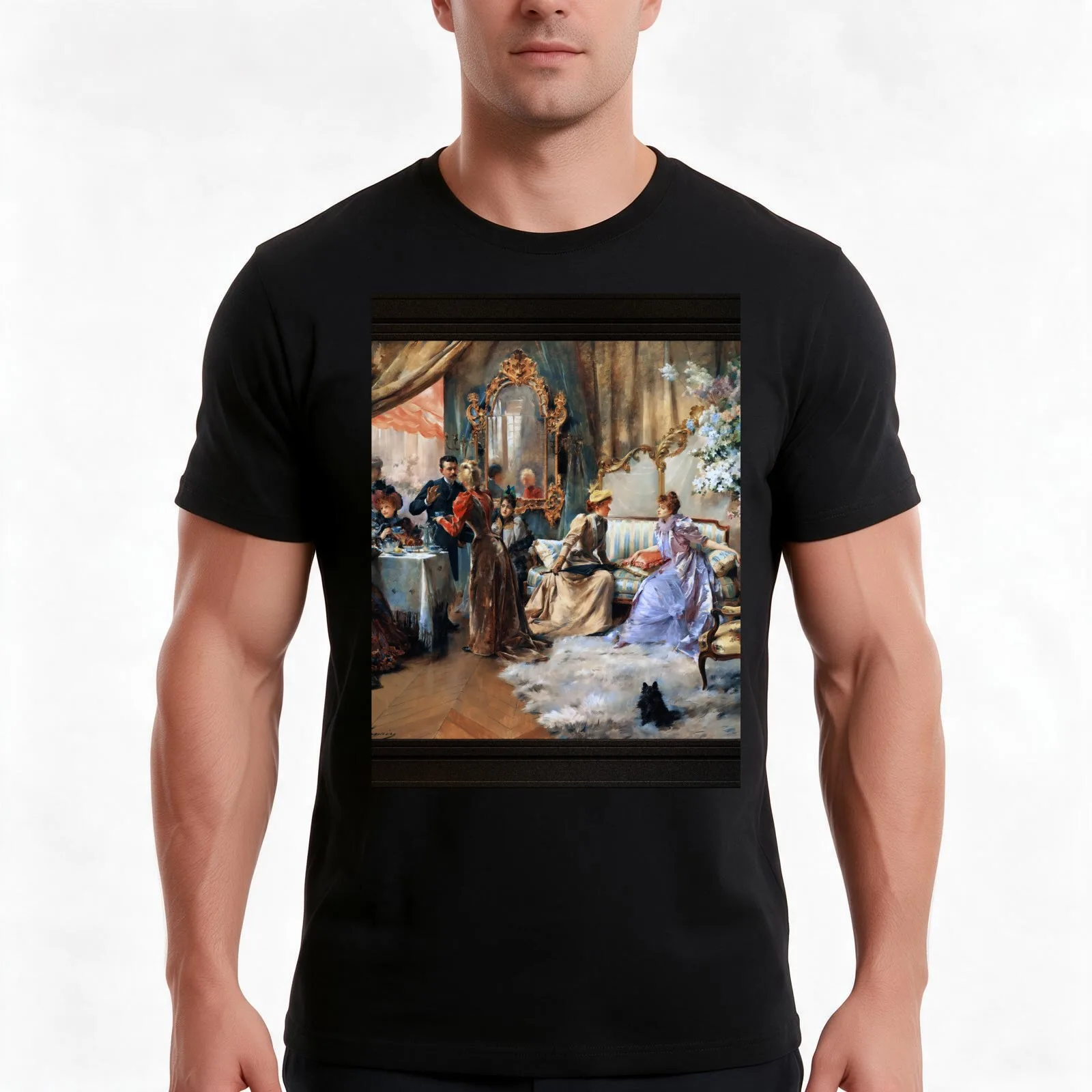 Le Gouter Au Salon Du Peintre by Madeleine-Jeanne Lemaire Remastered Xzendor7 Classical Art Old Masters Reproductions T-Shirt