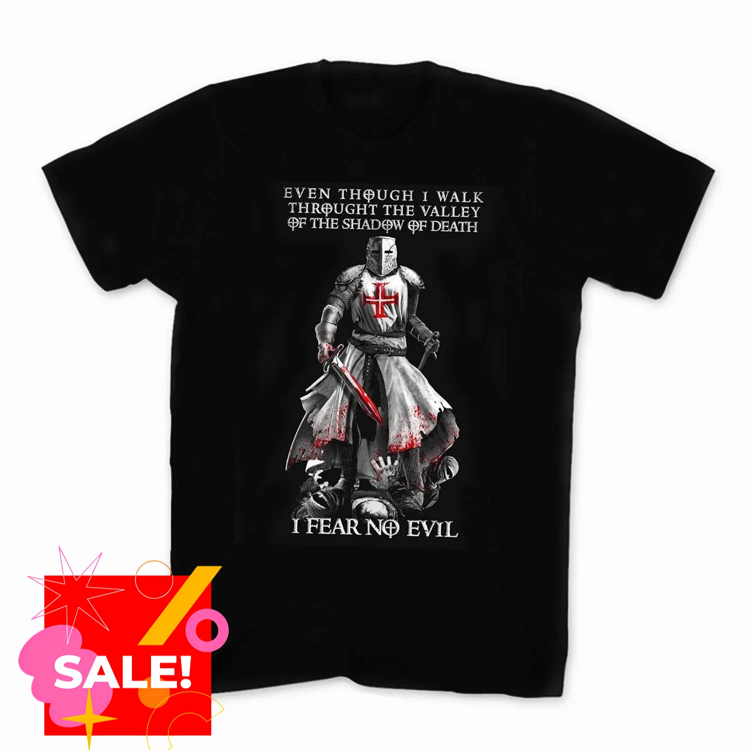 I Fear No Evil. Knights Templar Crusaders T-Shirt 100% Cotton O-Neck Short Sleeve Summer Casual Mens T-shirt Streetwear